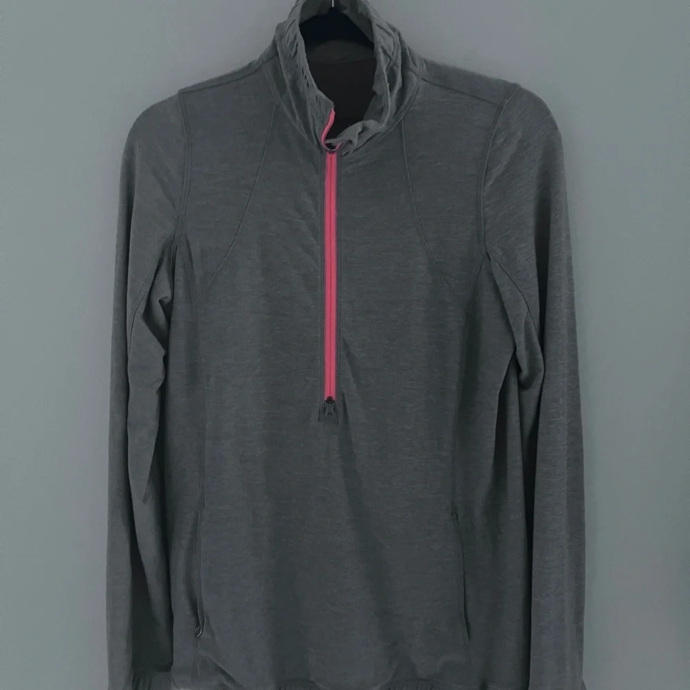 Lululemon Gray Quarter-Zip Pullover with orange Accent - Picture 3 of 7